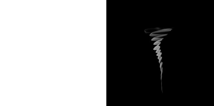 Tornado swirling white smoke abstract element for weather effects and atmospheric design.