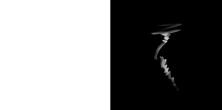 White smoke abstract element with swirling motion for graphic design and weather concepts.