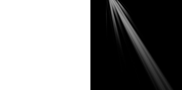 Soft light beam effect with wisps of smoke for atmosphere on transparent and black.