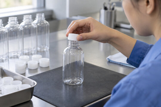 Tests a plain bottle cap thread on an empty generic sample neck
