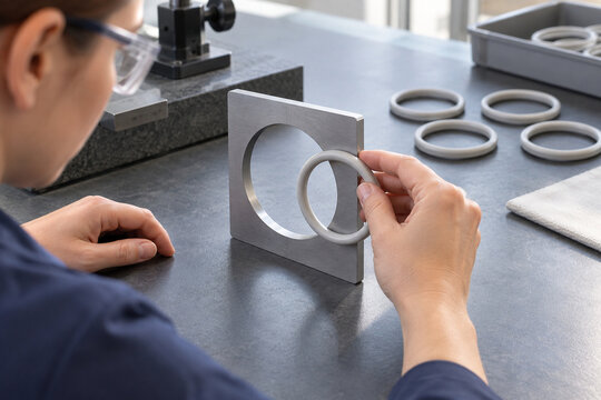 Verifies the roundness of a simple molded loop using a smooth template