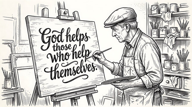 Painter writing 