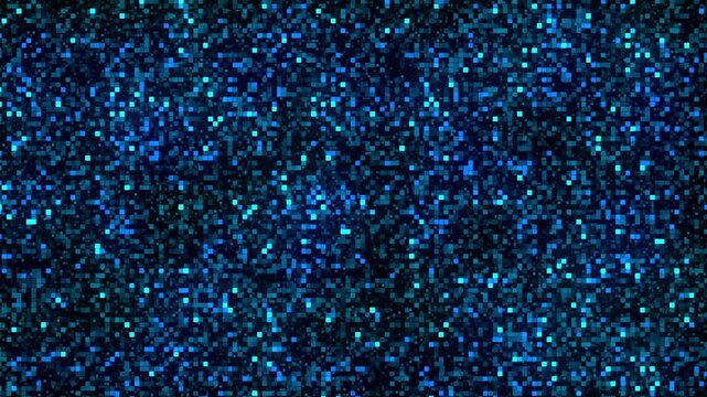 Dark blue digital pixel matrix falling code loop motion background