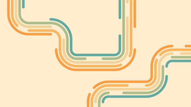 Abstract background of rainbow groovy Wavy Line design in 1970s Hippie Retro style. Vector pattern ready to use for cloth, textile, wrap and other.