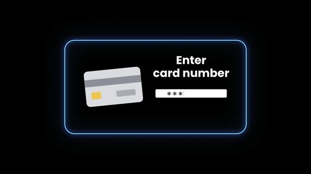 Neon card payment panel with pay now button press animation