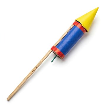 Colorful Diwali sky rocket firework on wooden stick