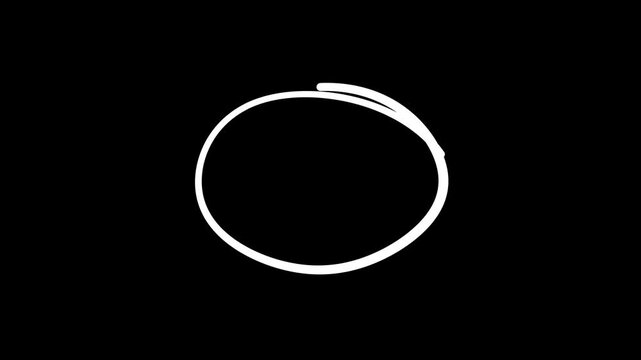 Hand-drawn white chalk circle outline sketch doodle vector illustration on black background