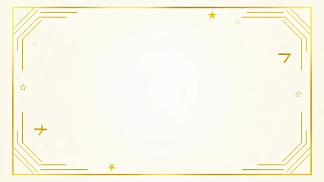 Elegant animated background with a golden frame, twinkling stars, and geometric shapes. Perfect for awards.