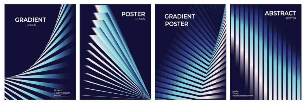 Minimalist abstract design for blue covers. Brochures featuring linear gradient shapes. Vector illustration.
