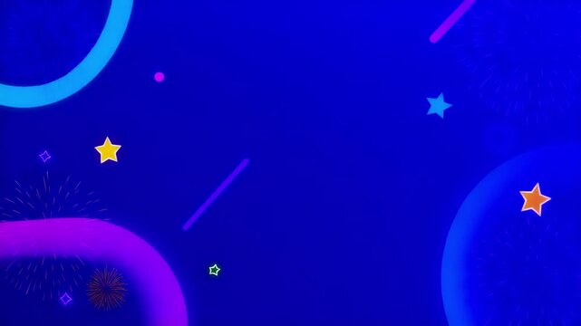 A dynamic New Year Sale promotion video featuring glowing neon text, festive fireworks, and abstract shapes. Ideal for holiday marketing campaigns.