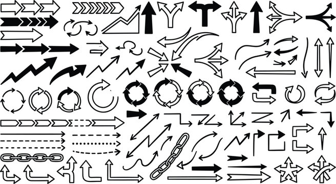 A diverse collection of vintage and modern arrow designs including decorative elements and directional indicators