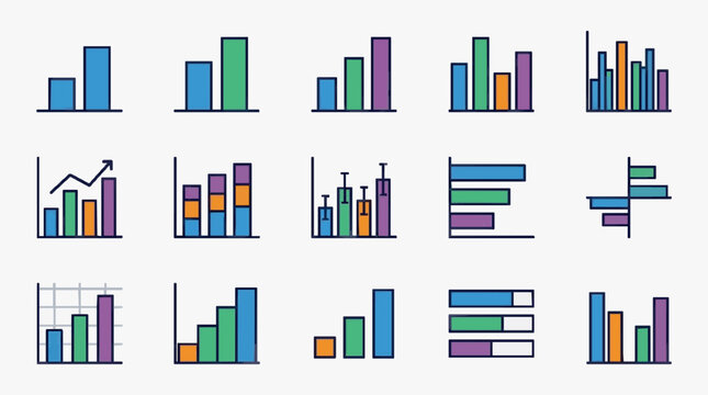 Colorful bar chart data visualization collection.