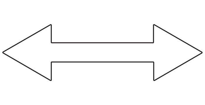 Minimalist double headed arrow vector icon, simple outline horizontal direction arrow sign, black and white UI design element