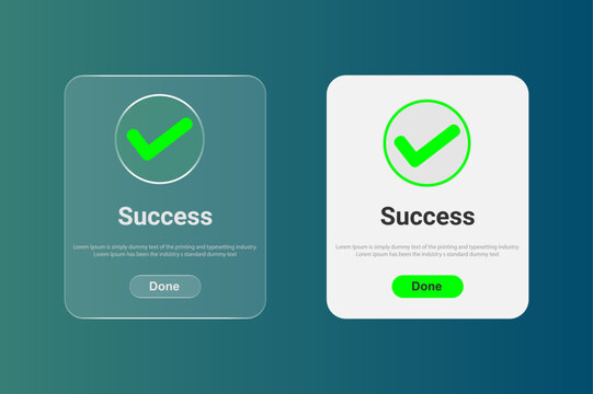 Success Confirmation Popup UI Design with Green Checkmark and Done Button