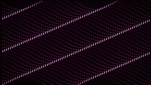 4K animated dot matrix wave, glowing magenta dots flowing on dark background, seamless loop