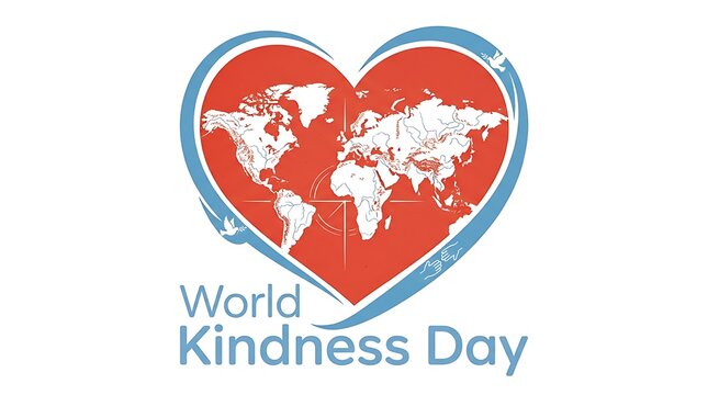 World Kindness Day logo with heart shaped world map design for