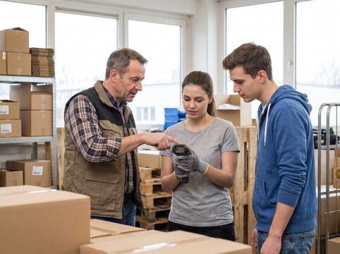 Warehouse Supervisor Demonstrating Safety for Seasonal Worker Onboarding