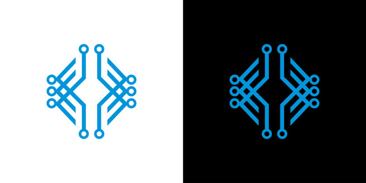 Digital Technology Microchip Logo Design Element for Circuit Board and Networking Solutions