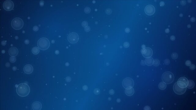 Blue Bokeh Background Animation with Soft Glowing Light Circles, Abstract Blurred Lights, Elegant Blue Gradient, Defocused Particles