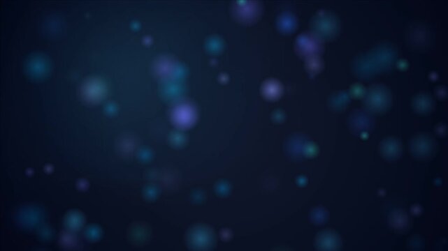 Blue Bokeh Background Animation with Soft Glowing Light Circles, Abstract Blurred Lights, Elegant Blue Gradient, Defocused Particles