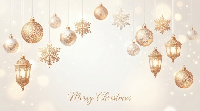 A beautiful and elegant christmas scene with hanging decorative ornaments