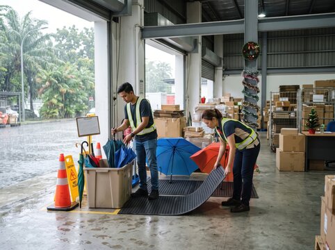 Workers Prepare for Tropical Rainy Season Holiday Operations