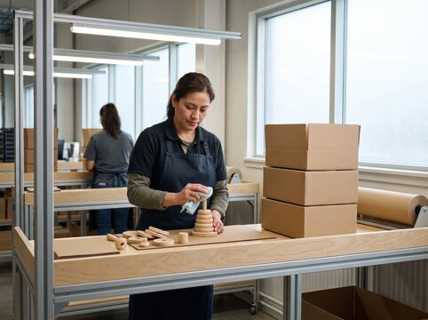 Worker Inspecting Holiday Returns in Warehouse for Reverse Logistics