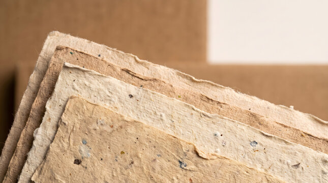 Earthy Handmade Paper Fibers With a Naturally Rough Deckled Edge