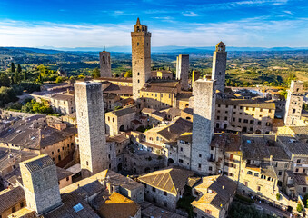 Naklejka premium Aerial view of San Gimignano, Tuscany, Italy