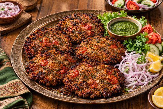 Peshawari Chapli Kebab Patty Isolated on White Background