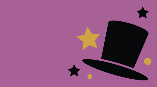 Black top hat with stars and dots on purple background vector illustration