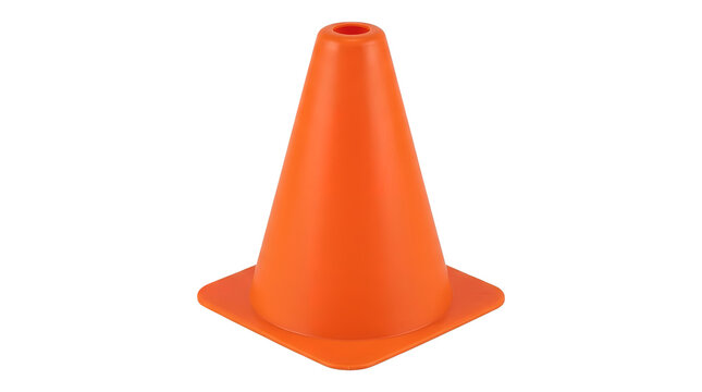 Orange traffic cone on white background for safety and construction