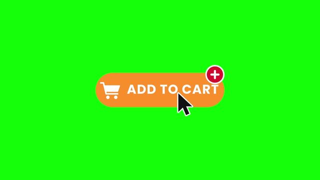Add to cart button click with hand cursor on green screen animation