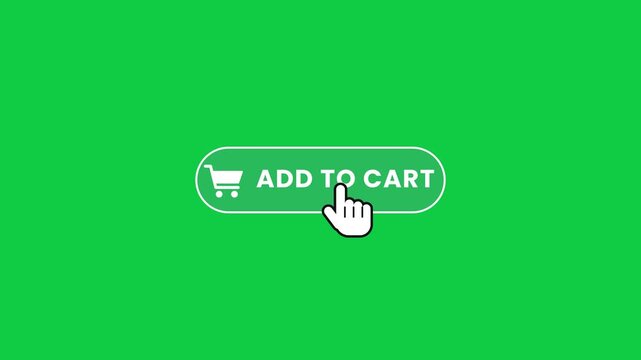 Orange add to cart button click with plus badge green screen animation