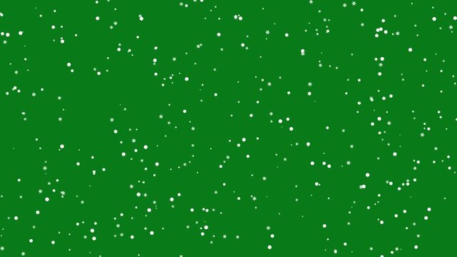 Snow Falling Animation on Green Screen Background, Realistic White Snowflakes Drifting Downward, Winter Weather Effect, Snowfall Overlay, Chroma Key Background