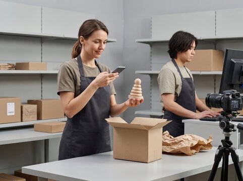 Woman Scanning Product for Holiday Returns Reverse Logistics