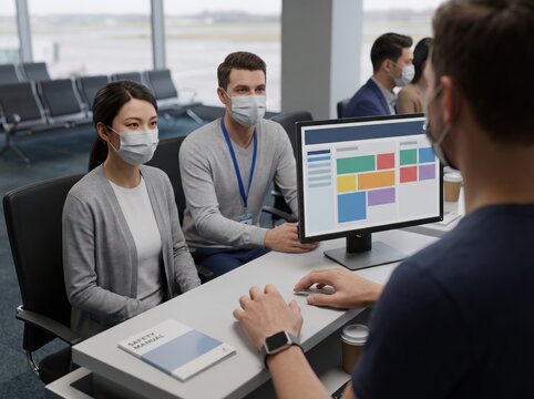 Seasonal worker onboarding safety check at airport service desk