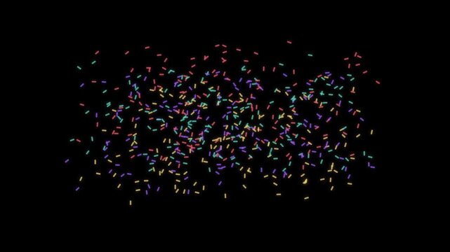 Colorful small rod shaped sprinkles randomly scattered across a dark background for celebration