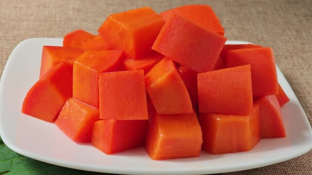 Sliced Papaya on a White Plate