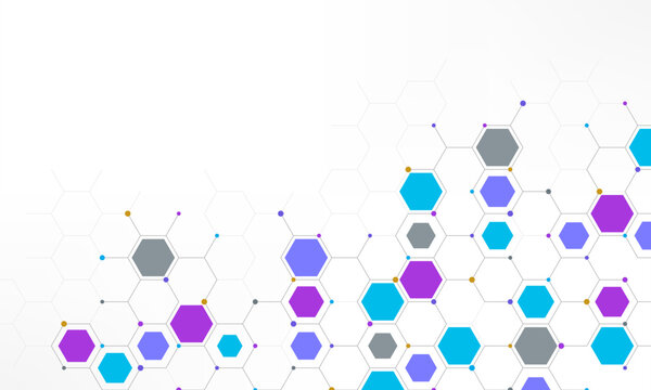 Graphic design element with abstract geometric background of simple hexagon pattern