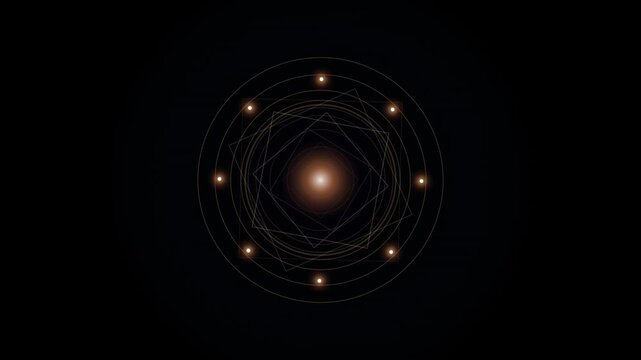 Geometric luminous occult symbol with glowing lights and intricate patterns