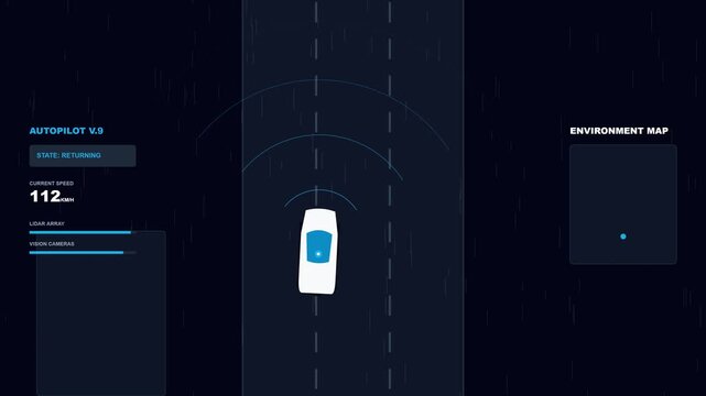 Autonomous Vehicle Autopilot Interface with Lidar Tracking Animation
