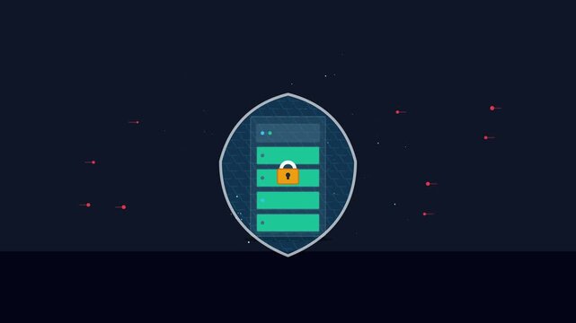 Computer Server Rack Icon and Data Storage Concept Video Animation