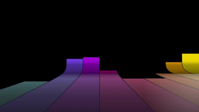 Colorful 3d bar chart animation rising on transparent background