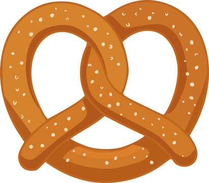 Fresh baked salted pretzel vector illustration isolated on white background