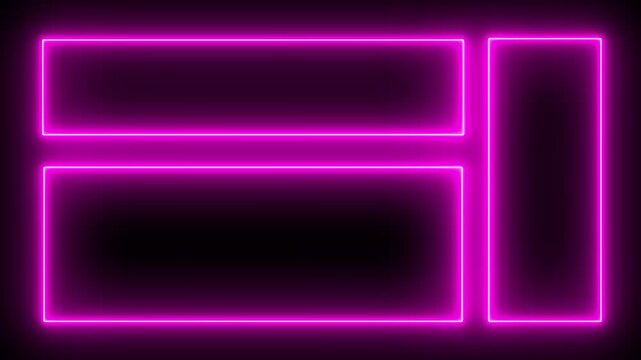 Neon line Geometry Futuristic grid animation. Collage or grid concept. Simple bento grid UI layout design. Alpha channel 4k