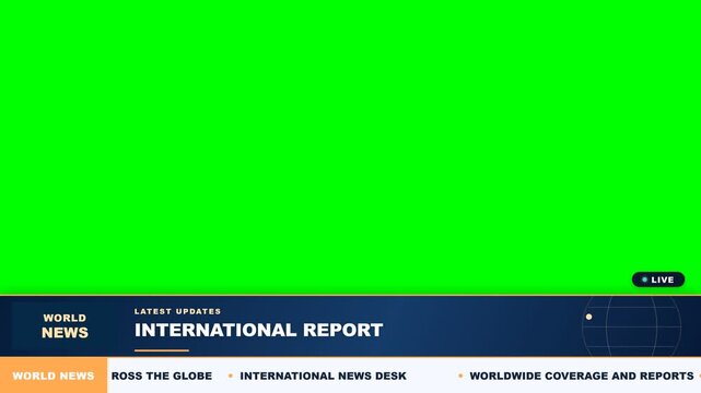 Global World News Gold Globe Blank Lower Third Overlay 4K