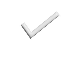 White 3D Checkmark Tick Success Approve Yes Icon Glossy Plastic Confirm Symbol Isolated on White Background © Shyamoli