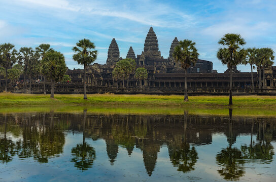 Majestic Angkor Wat Temple Reflected in Water