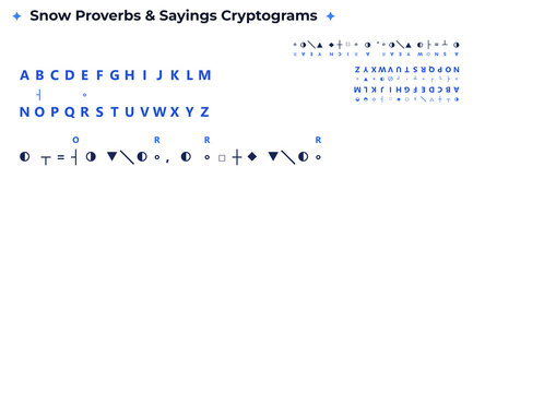 Snow proverbs and sayings cryptograms guide with symbols and letters  